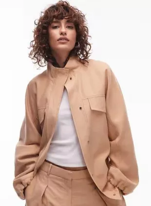 Mango Relaxed Funnel Neck Soft Touch Jacket Co-ord