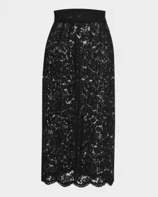 Lace Scalloped-Hem Midi Skirt