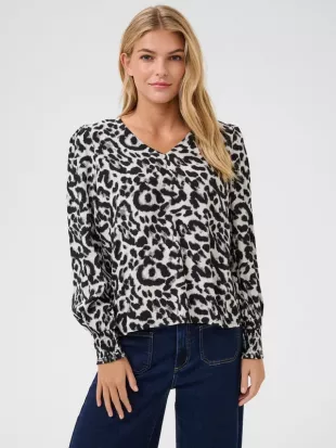 Alice Animal Print V-Neck Blouse