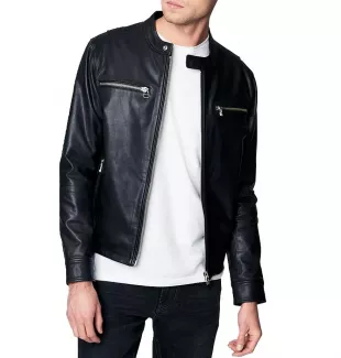 Leather Racer Jacket Black