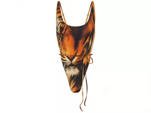 Cavalli Tie Waist One Piece Tiger Face Print
