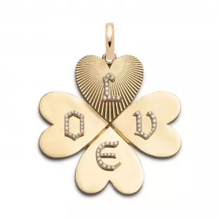Gold Customized Four Heart Glover Pendant Necklace
