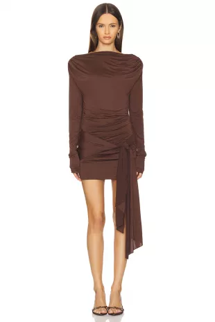 Miram Mini Dress in Dark Brown