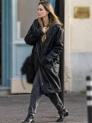 Couture 2026 Angelina Jolie Leather Coat
