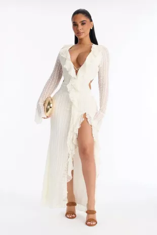 Sashira Ruffle Lace Maxi Dress