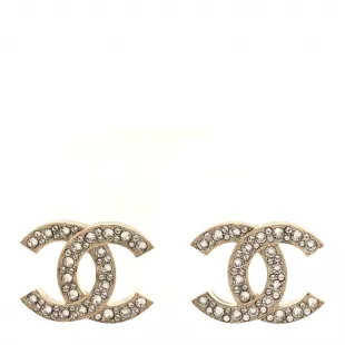 Crystal CC Stud Earrings Gold