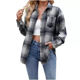 Flannel Plaid Shirts Oversized Button Down Shirts