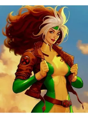 X-Men Rogue Leather Cosplay Cropped Jacket