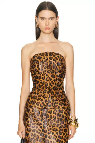 Leather Bandeau Peplum Top