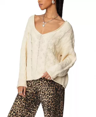 Inga Oversized Cable Knit Sweater