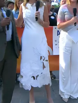 The Today Show 2026 Savannah Guthrie White Floral Applique Dress