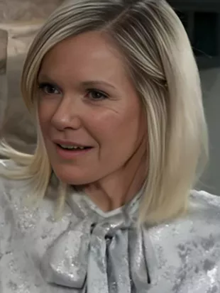 Maura West General Hospital 2026 Grey Neck-Tie Blouse