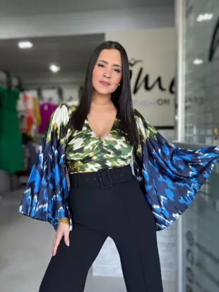 Store Printed Satin Blouse