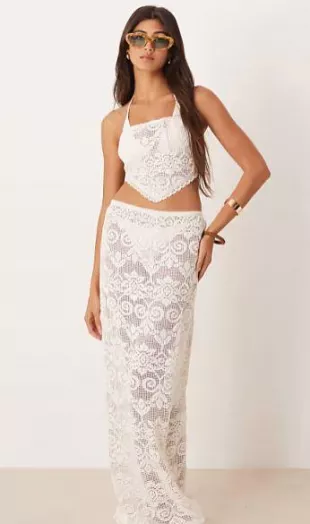 Minette Beach Crochet Lace Maxi Skirt