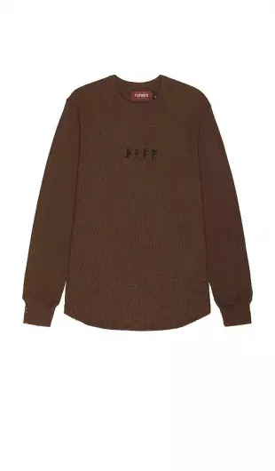 AG Long Sleeve Waffle Shirt in Brown