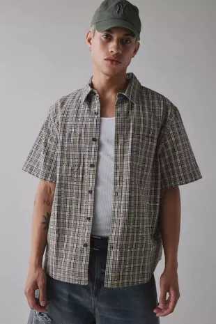 Checkerboard Plaid Short Sleeve Shirt