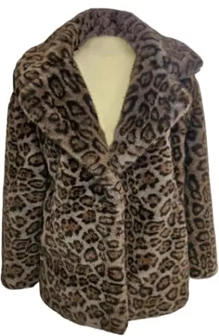 Shaggy Faux Fur Leopard Overcoat Outwear
