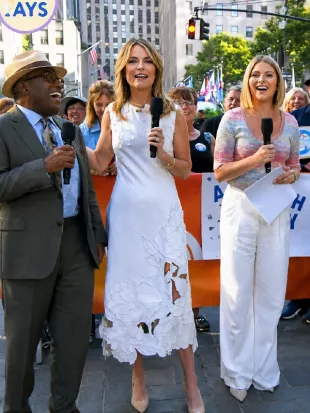 The Today Show 2026 Savannah Guthrie Floral Applique White Dress