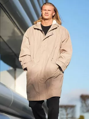 UK Manchester 2026 Erling Haaland Beige Long Coat