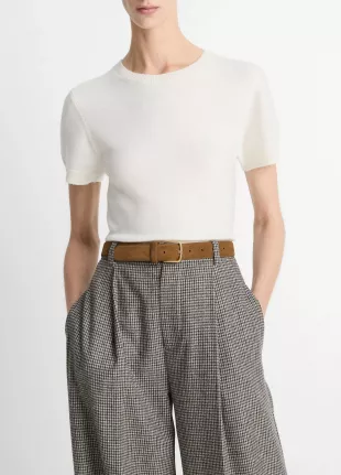 Wool & Cashmere-Blend Short-Sleeve Sweater