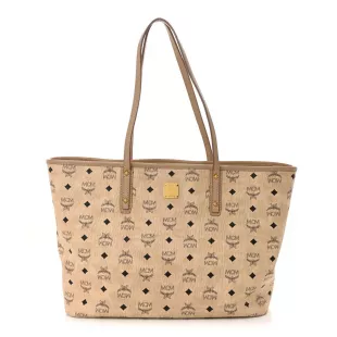 Visetos Medium Top Zip Shopper Tote Beige