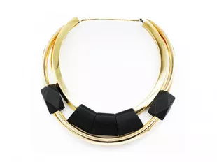 Black Wood Beaded Statement Necklace