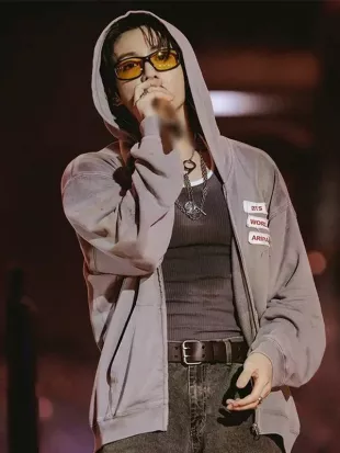 BTS World Tour ARIRANG Baltimore Jungkook Grey Zip Hoodie