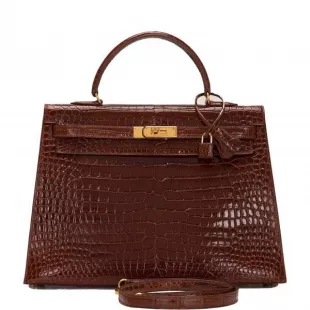 Vintage Miel Shiny Crocodile Sellier Kelly