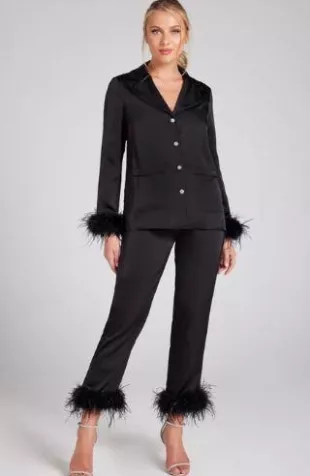 Darcie Black Satin Pajama Set