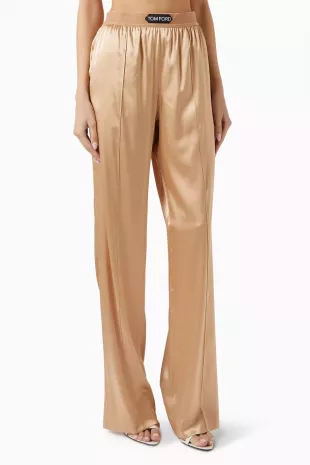 Logo Pyjama Pants in Silk Satin