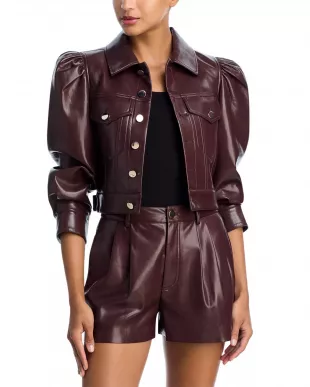 Lana Faux Leather Puff Sleeve Jacket