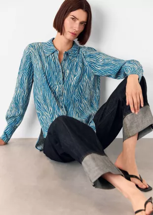 Blue Zebra Button Up Shirt