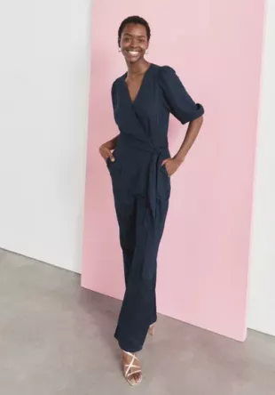Paloma Puff Sleeve Linen Jumpsuit