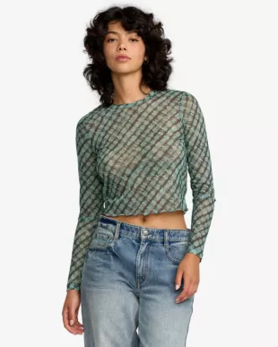 Green Long Sleeve Crop Top