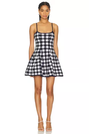 Houndstooth Knit Corset Dress