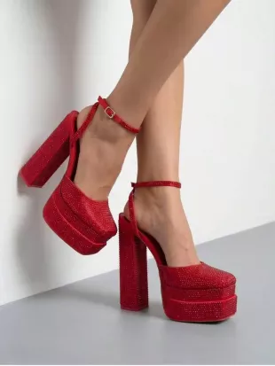 Hand Customized Ruby Crystal Heels