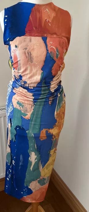 Light Multicoloured Open Back Midi Dress