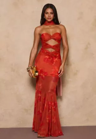 Fashionable Sexy Party Bandeau Scarf Fishtail Dress