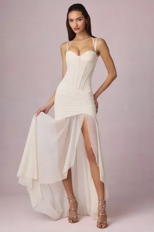 Haruna Ruched Asymmetric Corset Gown
