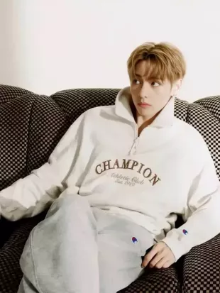 BTS V Champion Athletic Club Half-Zip Sweatshirt