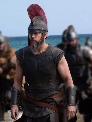 The Odyssey 2026 Matt Damon Black Leather Vest