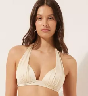 Shiny Satin Padded Triangle Bikini Top