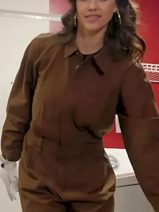 Honest Renovations S04 Lizzy Mathis Brown Jumpsuit