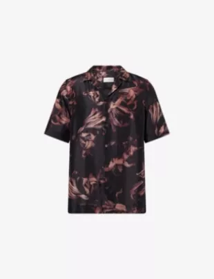 Carltone 2124 Floral Graphic-Print Silk Shirt