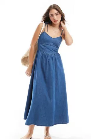 Soft Denim Ballerina Midi Dress