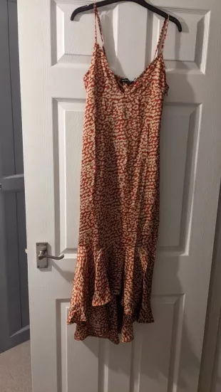 Red and gold Leopard Print Dress