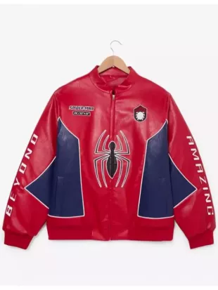 Spider Man Moto Leather Bomber Jacket