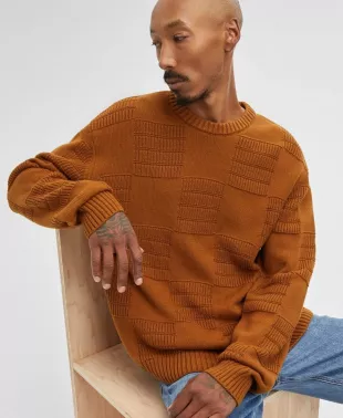 Long-Sleeve Relaxed-Fit Textured Sweater