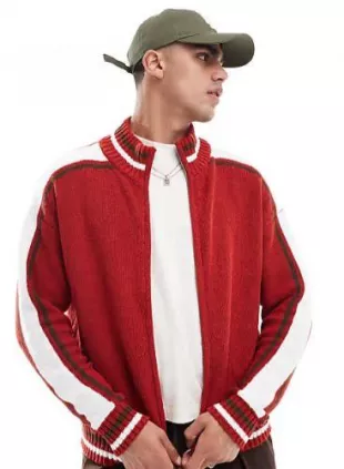 Zip Up Knit Scarlet Red