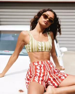 Beach Wave Lace Back Bralette Bikini Top
